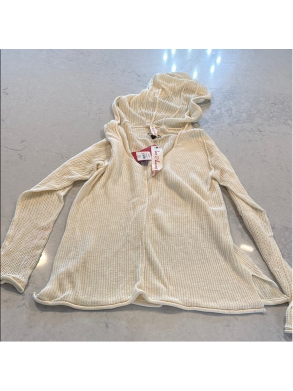 Hanna Andersson Cream Wool Blend Hooded Cardigan Extra Large